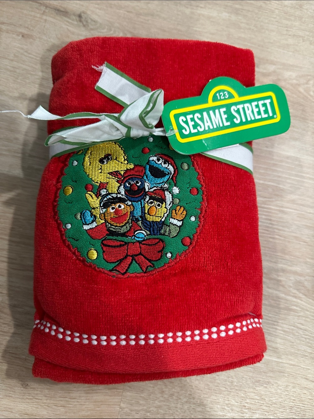 NEW Sesame Street Cookie Monster Elmo Santa Christmas Hand Towel set holiday